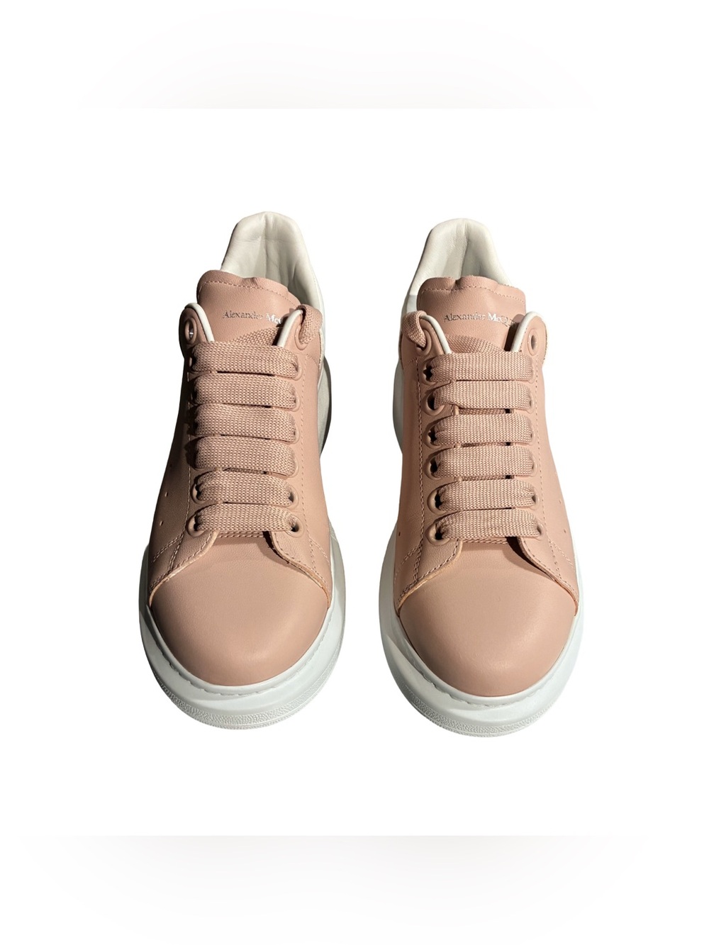 Alexander McQueen Oversized Sneakers Blush Pink and White with Platform Sole